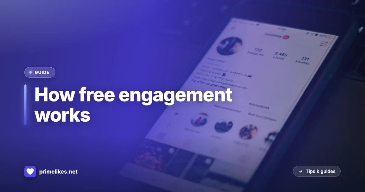 How free engagement works on PrimeLikes: paste a link, no signup, no payment